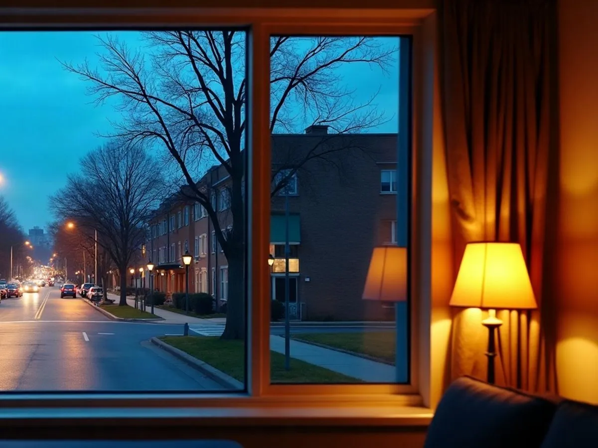 North York office-window view at blue hour