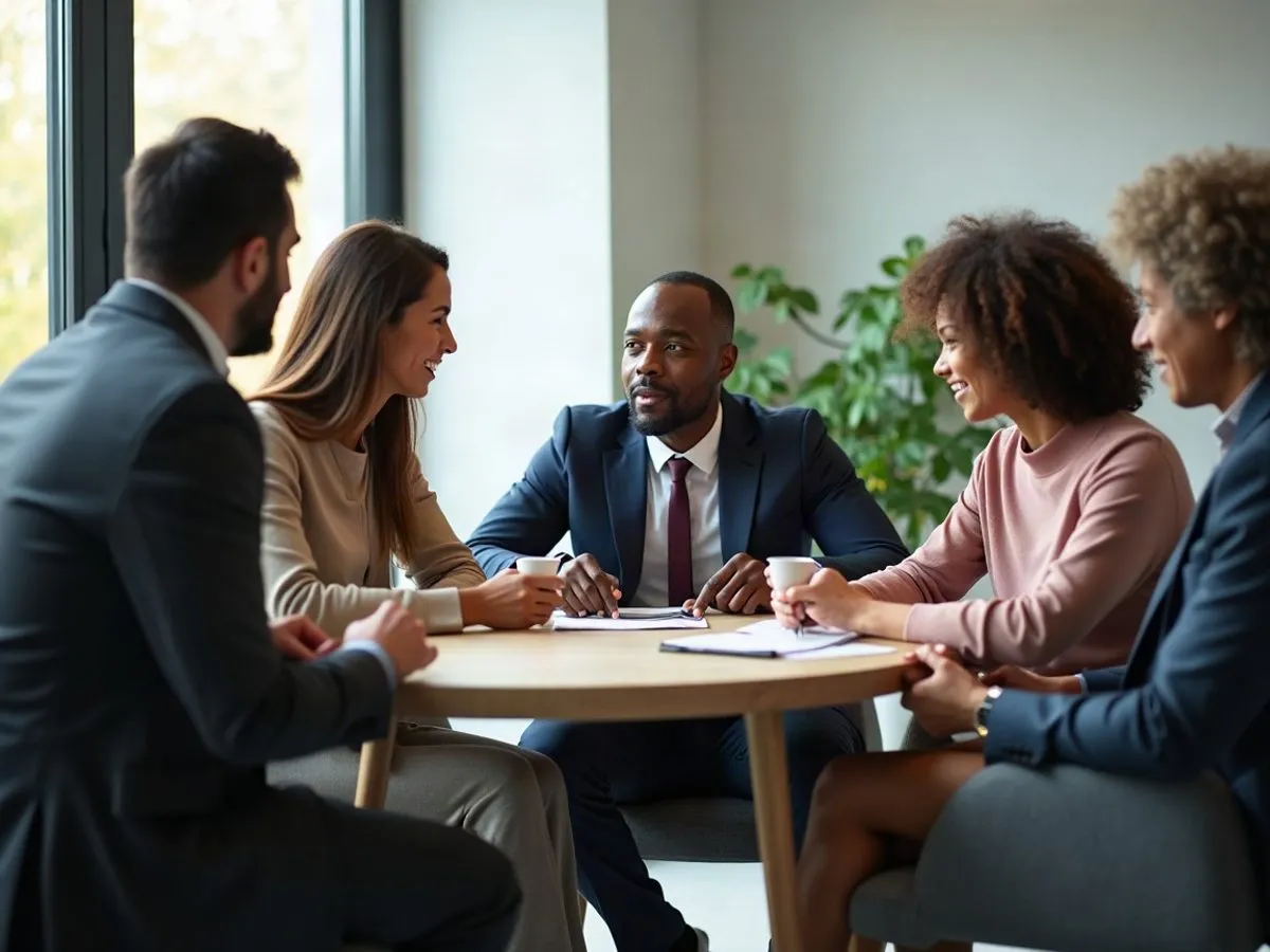 Legal professional meeting with a family