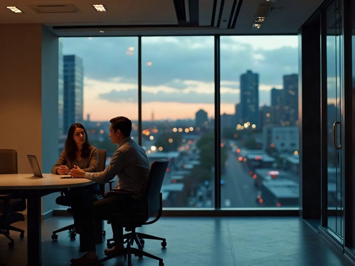 Professional meeting room seen through glass